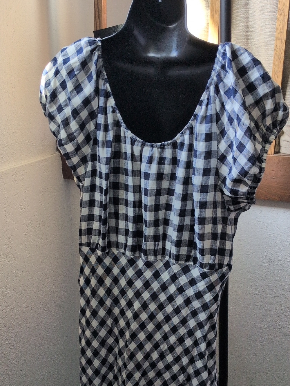 ✨Gap × DÔEN gingham linen midi dress In Blue Check Size XL - Picture 5 of 9